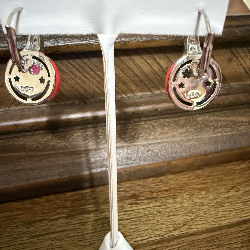 Silver and melon / pink  Earrings & cuff bracelet